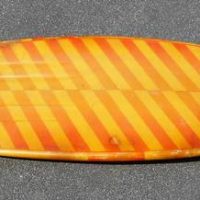 1970s  Wave Torque 510' swallow tail with flame design surfboard with 4 fins and 4 channels - Sold for $161 - 2019