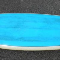 1980s Blue Warren Partington 51' single fin round tail Surfboard shaped by Peter Cameron - Sold for $261 - 2019