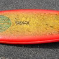 1980s New Wave Surfboard 5'7 Stevel Colbert design Gisborne New Zealand with double flyers and swallow tail marked hand shaped by Ralph Blake - Sold for $124 - 2019