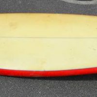 1980s Red Bobanarring by Warren Partington 56' squaretail kneeboard - Sold for $137 - 2019