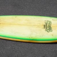 1980s Strapper Surfboards Torquay 6'4 single fin with double flyers and round tail - Sold for $224 - 2019