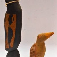 2 Vintage Yirrkala community spirit figure hand painted bird carvings - Sold for $56 - 2019