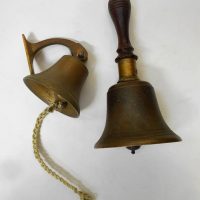 2 x bells Front door bell and Vintage school bell with redgum turned handle - Sold for $149 - 2019