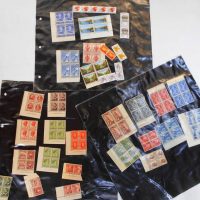 3 x Sheets of pre decimal and decimal Australian stamps - incl 2 shilling Melbourne Olympics gutter block etc - Sold for $27 - 2019