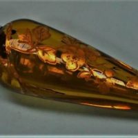 C1880 Sterling silver mounted Perfume bottle  in amber glass with gilt floral decoration by  Saunders & Shepherd London - Sold for $224 - 2019