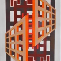 Framed LIONEL HINWOOD (South Africa, 1936 - 2012) Gouache - GEOMETRIC GATES - Signed & Dated '81, lower right - 75x50cm - Sold for $199 - 2019