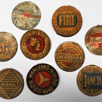Group of Tin Lapel badge Premium from the Magnet  Magazine c1920s  Including Bugatti, Mercedes Benz, Renault,  Lancia etc - Sold for $87 - 2019