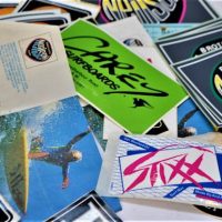 Small tub of vintage  Australian Surfing stickers inclduing Balin, Brothers Neilsen, Piping hot and Rip Curl etc - Sold for $99 - 2019
