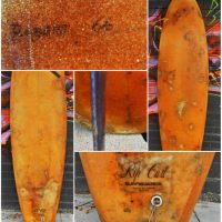 Vintage c1969 RIP CURL Single Fin Surfboard - Pintail shape, marked ROBERT 66 (the 66th surfboard ever made by Rip Curl) to underside tail, decal to d - Sold for $460 - 2019