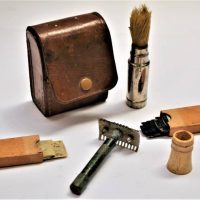 Antique Safety Razor in leather case with accessories - Sold for $25 - 2019