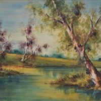 Framed PHILLIP LUTON Watercolour - RIVERSIDE GUMS - Signed lower right - 37x52cm - Sold for $31 - 2019