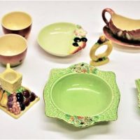 Group lot - pretty English china including Carlton Ware fruit candlestick, Shorter & Son dishes and Crown Devon pin dishes, etc - Sold for $35 - 2019