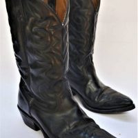 Pair of Vintage MENS BOOTS - Black tooled Leather Cowboy Boots, Ankle cut suede w Cuban Heels, etc - approx size 910 - Sold for $50 - 2019