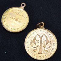 2 x MCC Melbourne Cricket Club membership medallions 1942-43 & 1945-46  By Luke Melbourne - Sold for $50 - 2019