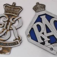2 x Vintage car badges RACV by Stokes and ER II long live the Queen by Streamlux - Sold for $68 - 2019