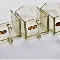 Group lot - C 1900 pressed glass Spice drawers with handles - Sold for $56 - 2019