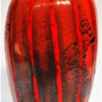 Large vintage Art Glass vase - Red stripes with purple interior 25cm tall - Sold for $62 - 2019