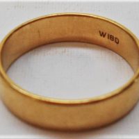 Mans 8k Gold wedding band 53 grams mark W18D - Sold for $236 - 2019