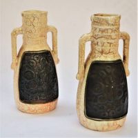 Pair of Czech pottery Ditmar Urbach alienware vases - Sold for $37 - 2019