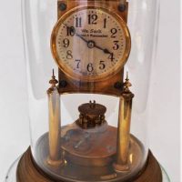 1920s German (Silesia) brass clock with glass dome - approx 30cm H (af) - Sold for $50 - 2019
