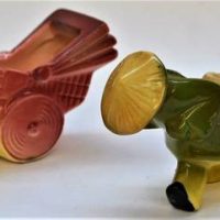 Australian Pottery - pair of cubism rickshaws, signed to base - Sold for $31 - 2019