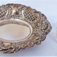 2 x  items - crystal open salt with Sterling rim and Sterling silver pin dish - hmarked Birmingham 1960 - Sold for $62 - 2019