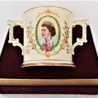 Boxed Royal Crown Derby Queen Elizabeth Coronation Loving Cup -  LEdit of 250 - Sold for $35 - 2019