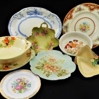Group of pretty china including Nursery ware bowl, Grindley Autumn leave and shaving mug - Sold for $50 - 2019