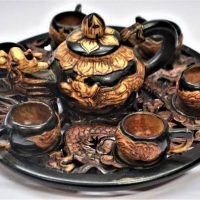 Japanese Stone teaset with dragon motif on stand an pendant - Sold for $62 - 2019