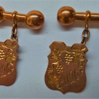 Pair 9ct rose gold shield shaped Cuff links - hmarked Birmingham 1908 - Sold for $50 - 2019