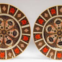 Pair of Royal Crown Derby Imari pattern cabinet plates - Sold for $43 - 2019