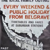 Vintage Puffing Billy train poster JET - 100cm x 615cm - Sold for $81 - 2019
