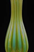1950s Murano Glass Yellow Vaseline lamp with fluted column base - 35cm tall - Sold for $143 - 2019