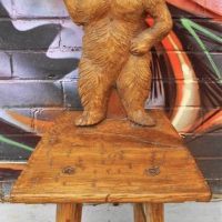 Hand Carved Bear Hall chair with glass eye - Sold for $186 - 2019