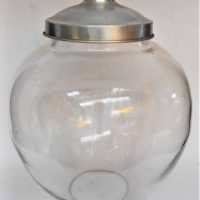 Large vintage bulbous grocer's biscuit barrel with aluminium lid - 35cm tall - Sold for $81 - 2019
