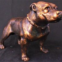 Modern Cast iron Staffordshire terrier figurine - 35cm long - Sold for $62 - 2019