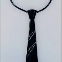 Vintage 1980's Guillemette L'hoir Memphis style black and white Plastic novelty ' Neck Tie' shaped necklace - Paris marks to back - Sold for $99 - 2019