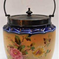 Edwardian Carlton Ware Biscuit barrel with floral pattern - registered design mark - Sold for $35 - 2019