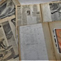Group of 1970s Surfing scrapbooks and ephemera from the estate of Warren Partington including Bruce Brown films brochure, Judges sheets, newspaper cli - Sold for $99 - 2019