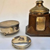 Group with Sterling silver powder pot, 1935 Gymkana trophy and SS Mentor mirror - Sold for $174 - 2019