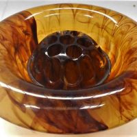 1930s Davidsons brown cloud glass float bowl - with insert - 24cmD - Sold for $37 - 2019