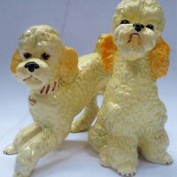 2 Sylvac Poodle figurines 14cm tall - Sold for $50 - 2019