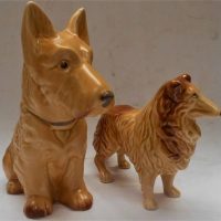 2 Vintage Sylvac Dog figurines Scotty dog 23cm and Collie dog - Sold for $56 - 2019