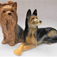 2 Vintage sylvac Dog figurines  German shepherd and silky terrier - Sold for $50 - 2019