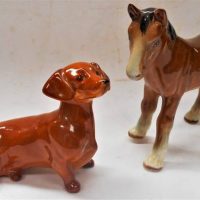 2 x Miniature Beswick animal figures - Clydesdale and Daschund - Sold for $37 - 2019