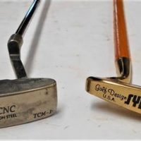 2 x vintage golf putters inc, Ericsson Masters with hickory shaft and a Goldsmith - Sold for $137 - 2019