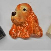 3 x Vintage Sylvac Dogs head wall plaques tallest 12cm including Scotty dog, Spaniel and  Terrier - Sold for $37 - 2019