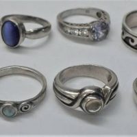 Approx 7 x silver rings incl Dress rings, gemstones etc - Sold for $75 - 2019