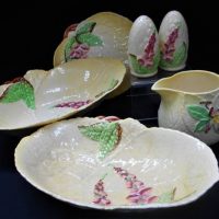 Group of Vintage Carltonware cottage china - Hollyhock pattern incl Salt and pepper shakers, bowls plate etc - Sold for $37 - 2019