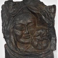 Vintage Lignite   Coal Carving of mother an child -  signed W Powiertowska - Sold for $56 - 2019